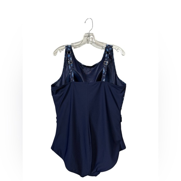 NWOT, Lands' End, One-Piece Swimsuit, Plus Size 22W, Navy, White ☀️ - Picture 9 of 12